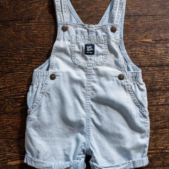 Light Blue Soft Short Overalls: 18mos - Picture 2 of 5